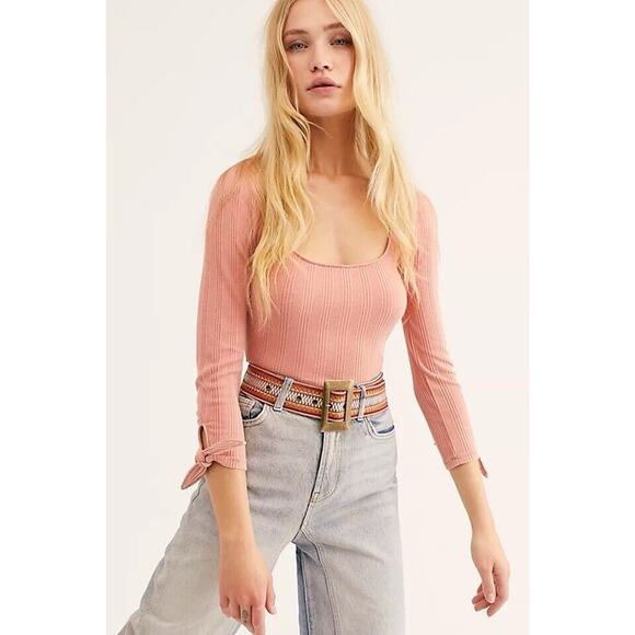 Intimately Free People Move On Ribbed Bodysuit Square Neck NWT Womens Large - Picture 1 of 9